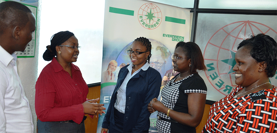 Hilda Karegi and some staff at Evergreen Group.